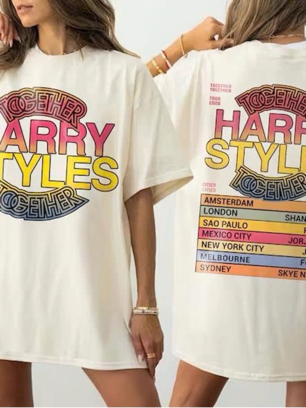 Harry Styles Inspired Cream Graphic Tour T‑Shirt